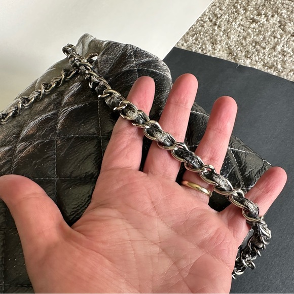 [SOLD] Chanel Vinyl Quilted Jumbo Melrose Degrade Flap Bag - Picture 9 of 16